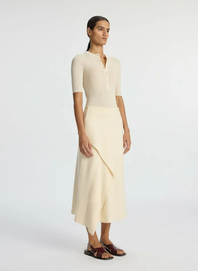 Bottoms Women ALC Lia Linen Midi Skirt Apricot Sherbert