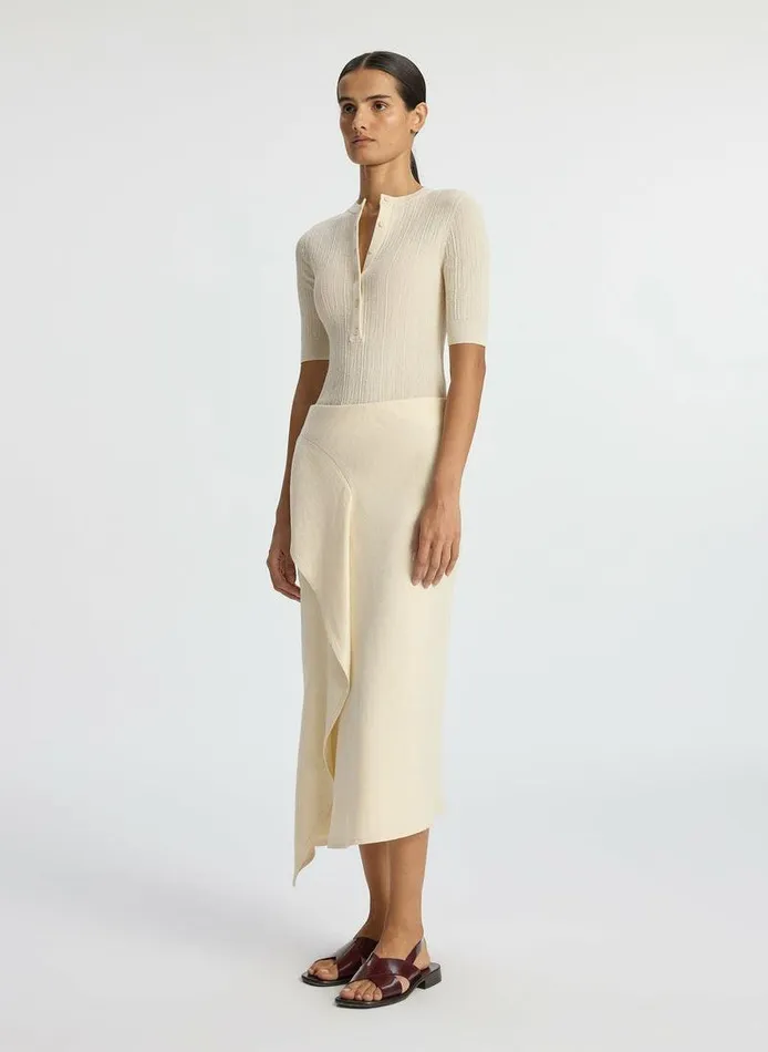 Bottoms Women ALC Lia Linen Midi Skirt Apricot Sherbert
