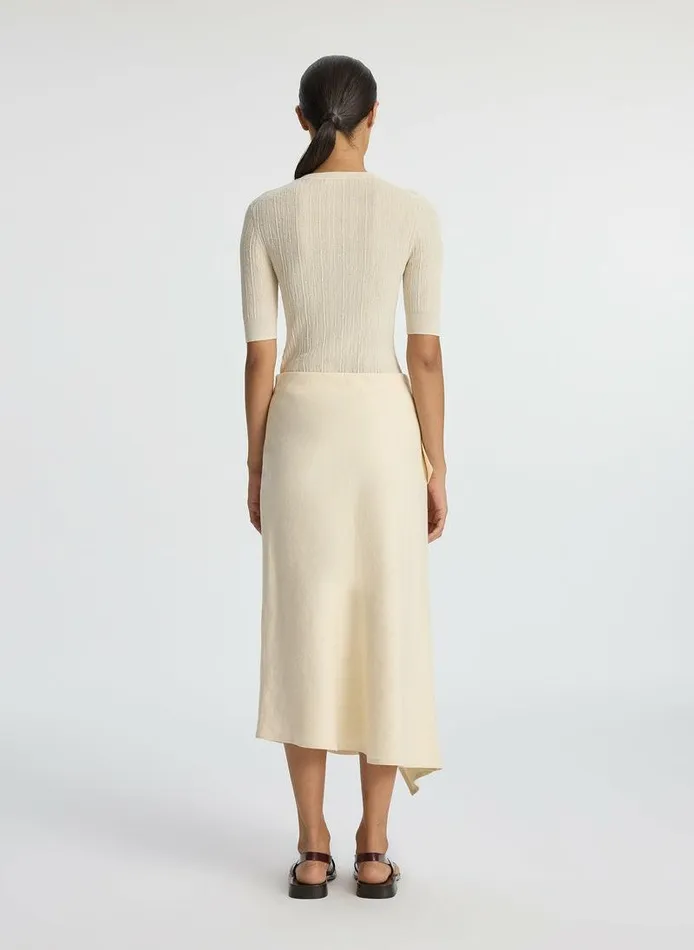 Bottoms Women ALC Lia Linen Midi Skirt Apricot Sherbert