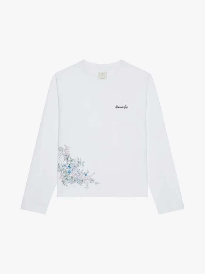 Boxy Fit TShirt In Cotton Flowers White Men Givenchy TShirts