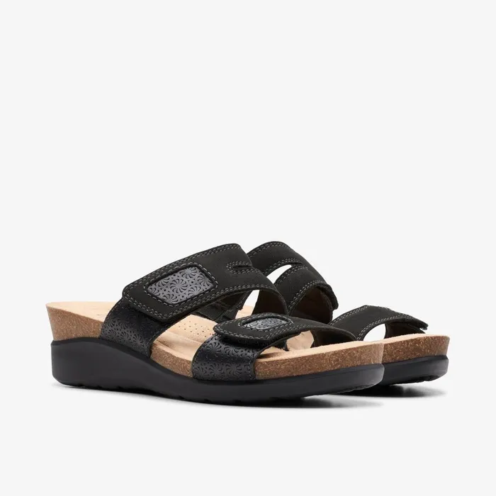 Calenne Maye Black Combination Women Clarks Sandals and Flip Flops