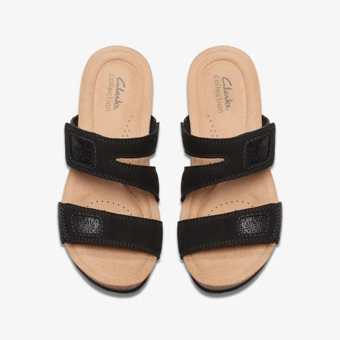 Calenne Maye Black Combination Women Clarks Sandals and Flip Flops