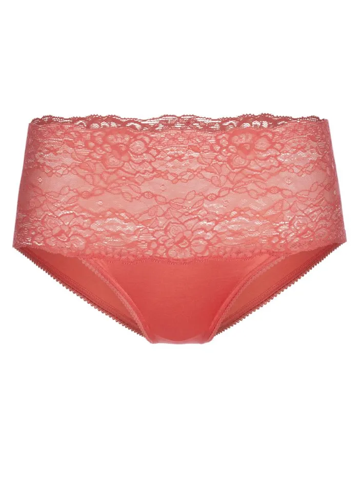 CALIDA Bottoms Women Highwaisted Briefs With Lace Waistband Porcelain Rose
