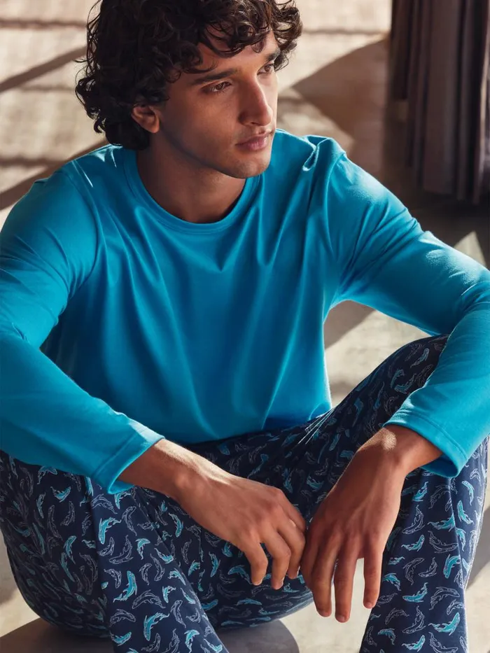 CALIDA Pyjama Pants Men Pants Danube Blue