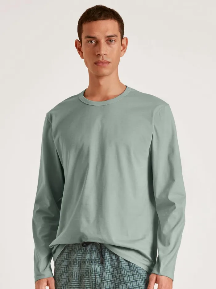 CALIDA Pyjama Tops Men Shirt Long Sleeve Slate Grey