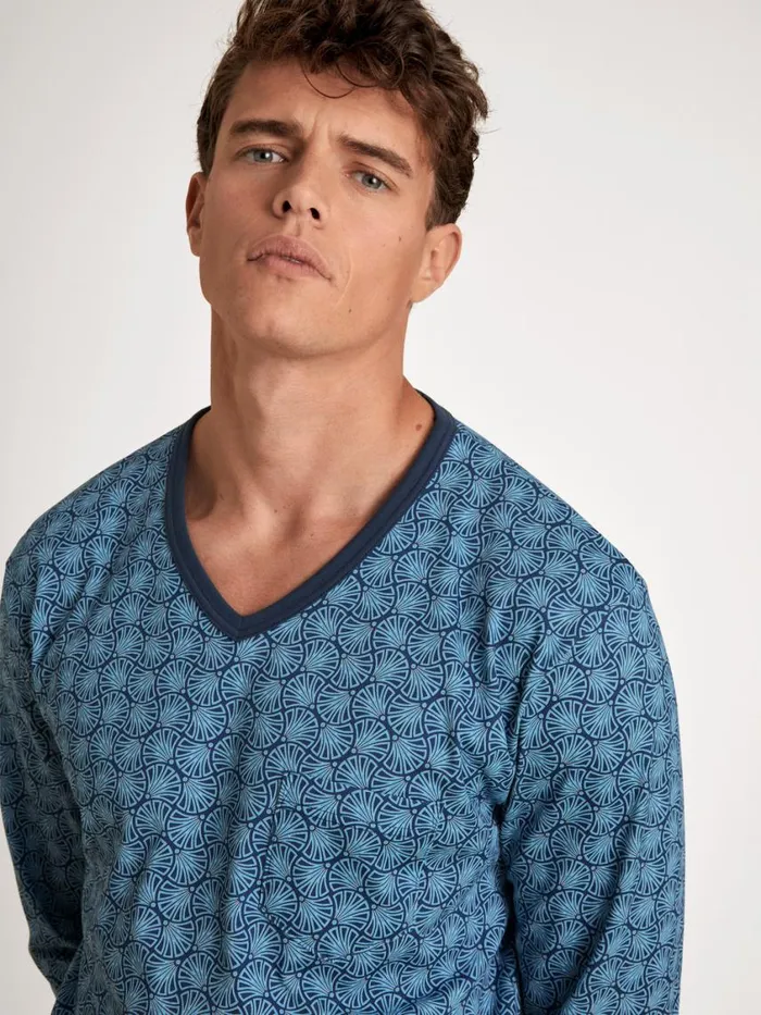 CALIDA Pyjamas Men Pyjama With Cuff Insignia Blue
