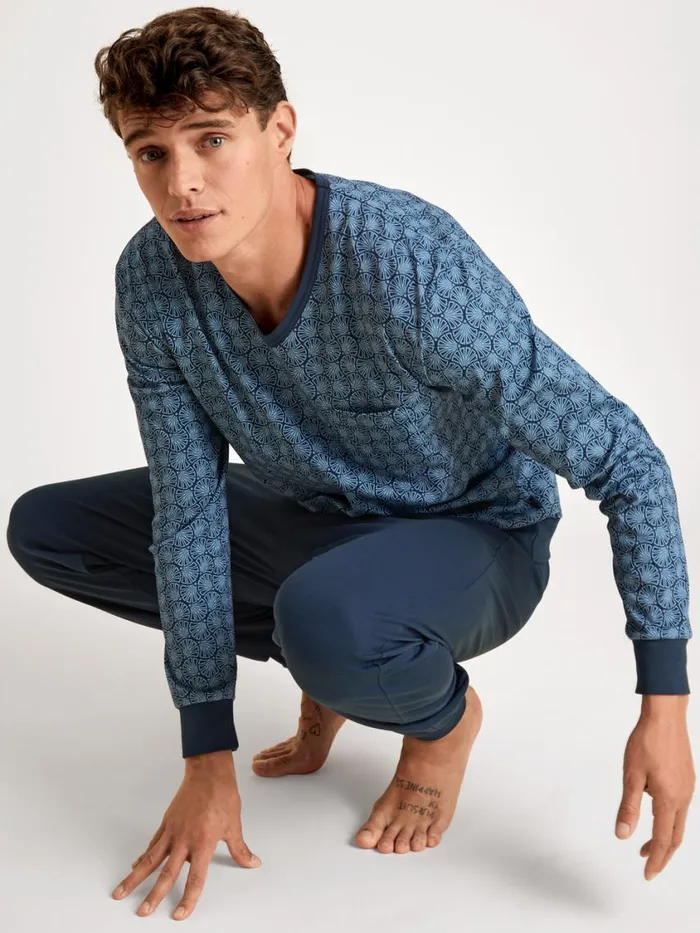 CALIDA Pyjamas Men Pyjama With Cuff Insignia Blue