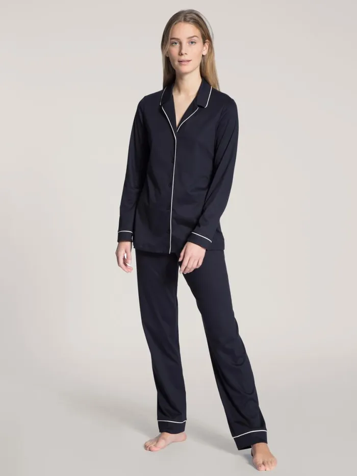 CALIDA Pyjamas Women Pyjama Buttoned Dark Lapis Blue