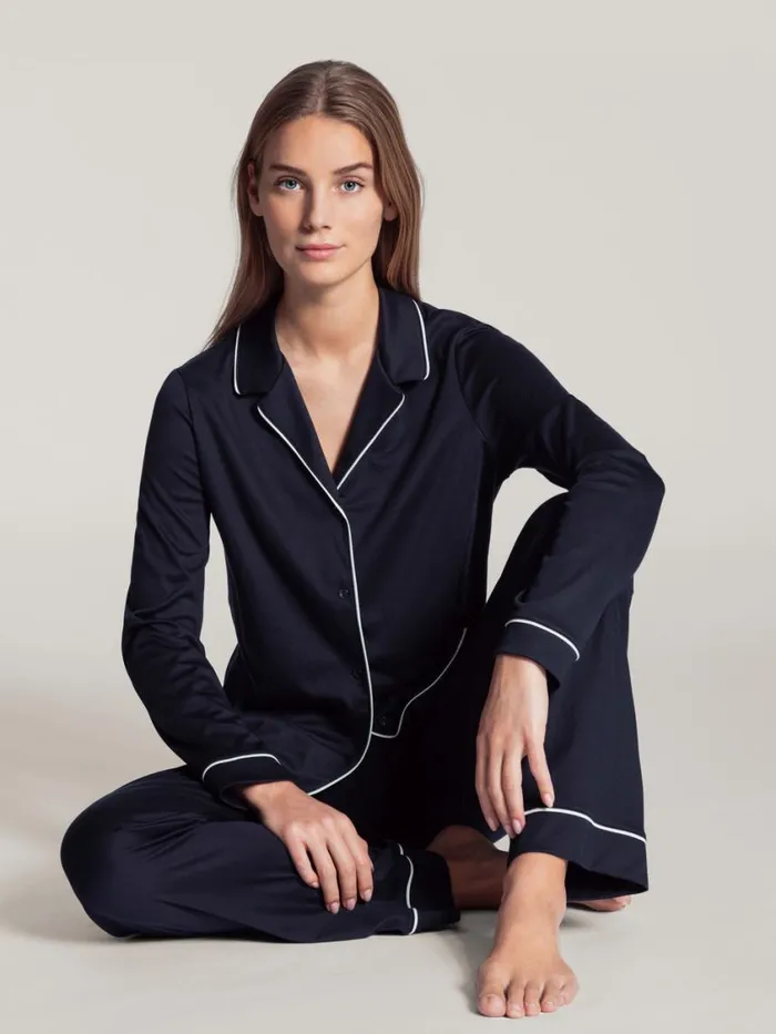 CALIDA Pyjamas Women Pyjama Buttoned Dark Lapis Blue