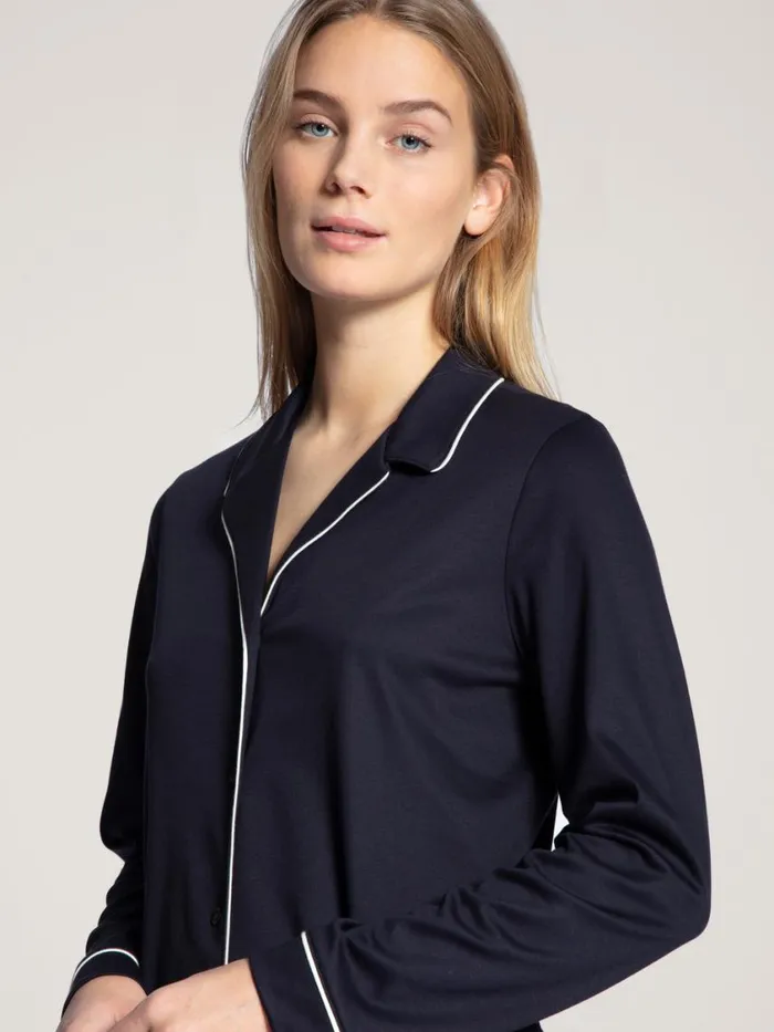 CALIDA Pyjamas Women Pyjama Buttoned Dark Lapis Blue