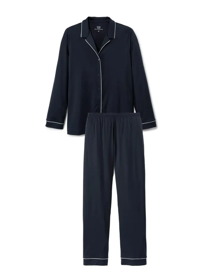 CALIDA Pyjamas Women Pyjama Buttoned Dark Lapis Blue