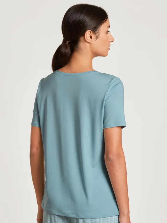CALIDA Show All Women Shirt Shortsleeve Blue Satin