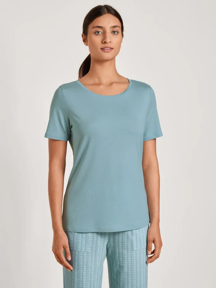 CALIDA Show All Women Shirt Shortsleeve Blue Satin