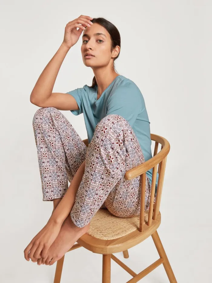 CALIDA Show All Women Shirt Shortsleeve Blue Satin