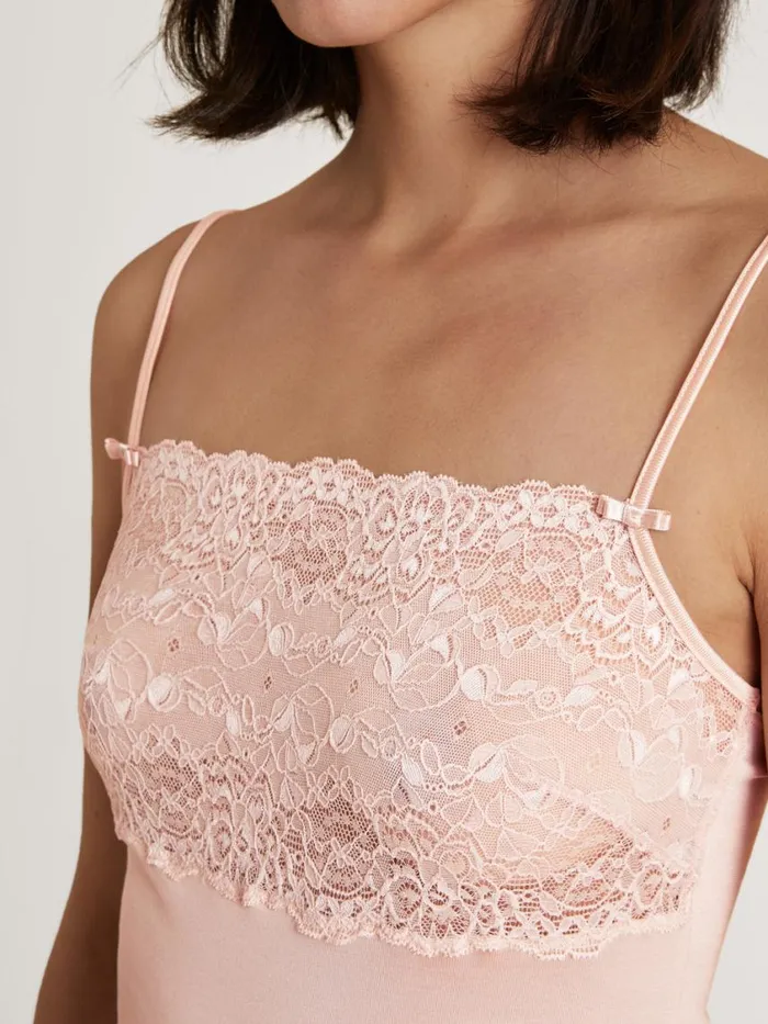 CALIDA Tops Women Spaghetti Strap Top With Lace Lace Parfait Pink