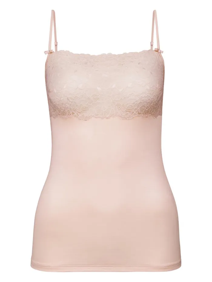 CALIDA Tops Women Spaghetti Strap Top With Lace Lace Parfait Pink