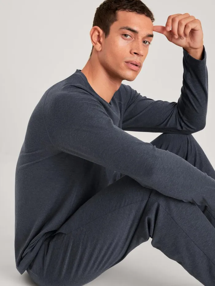CALIDA Warming Nightwear Men Shirt Longsleeve Anthrazit
