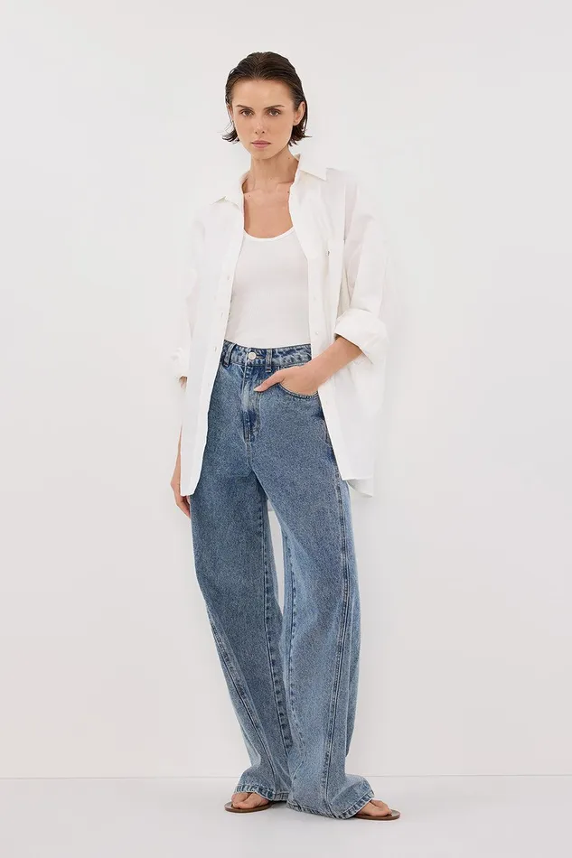 CARSON MID BLUE WIDE LEG JEAN Women DISSH Jeans