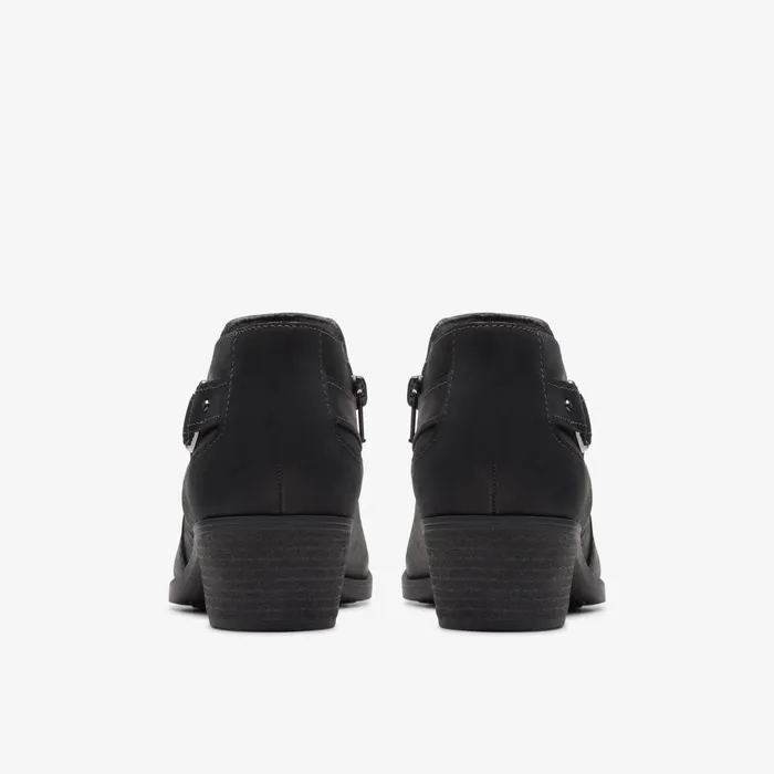 Charlten Grace Black Oily Leather Women Clarks Boots and Booties