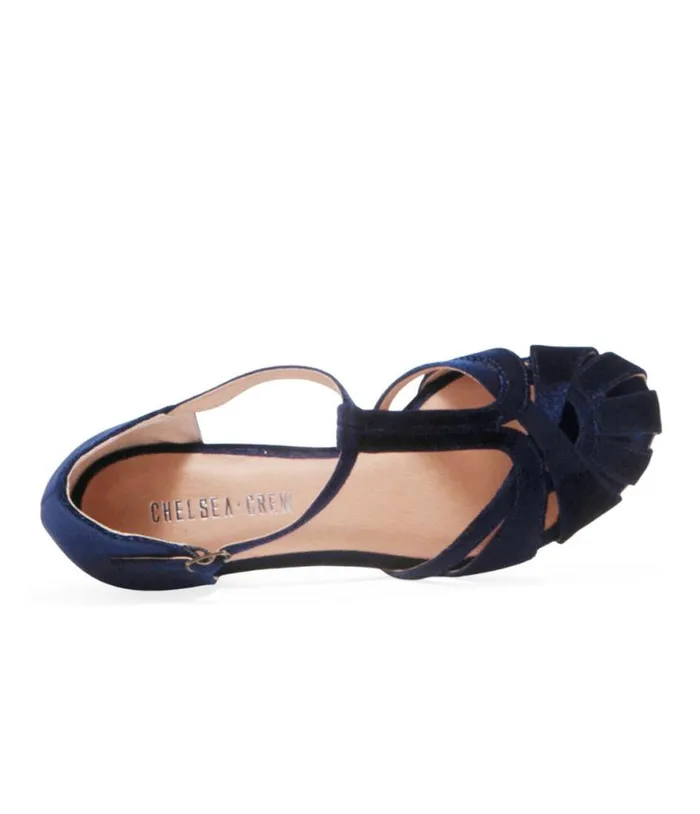 Chelsea Crew 1920s Navy Velvet TStrap Sergi Heels Shoes Unique Vintage Heels