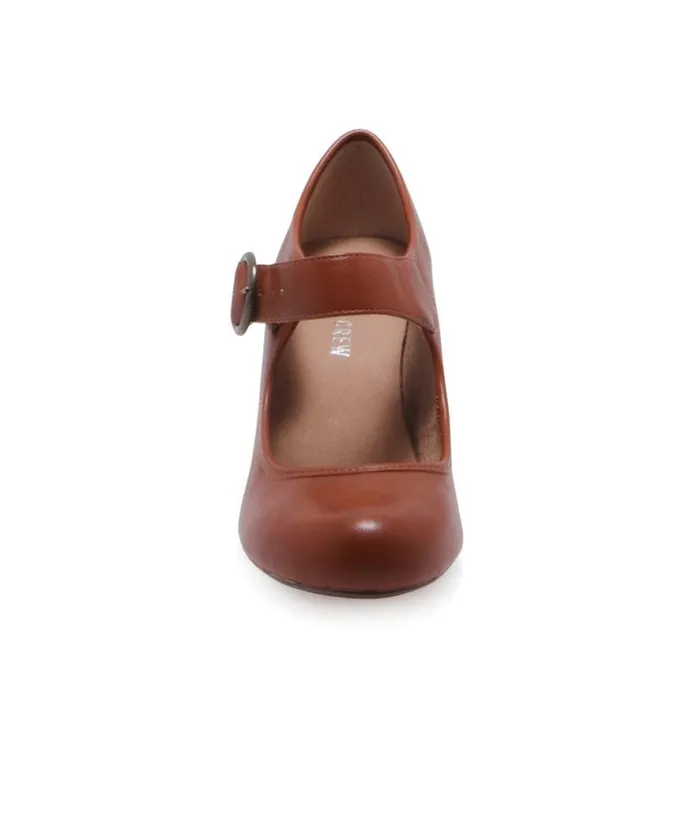 Chelsea Crew 1940s Rust Leatherette Mary Jane Madeline Heels Shoes Unique Vintage Heels
