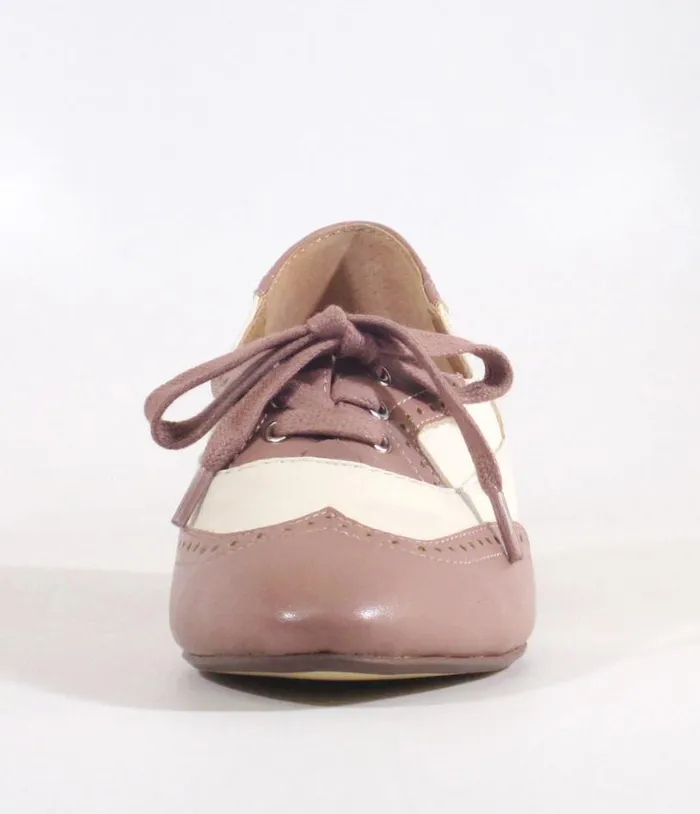 Chelsea Crew 1950039s Mauve and Bone Demi Oxford Saddle Shoes Shoes Unique Vintage Heels