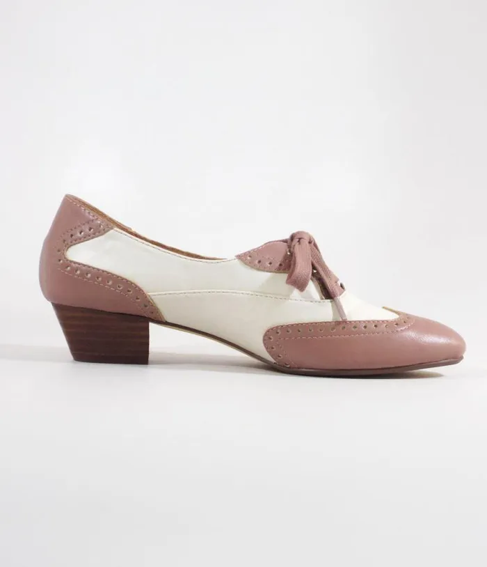 Chelsea Crew 1950039s Mauve and Bone Demi Oxford Saddle Shoes Shoes Unique Vintage Heels