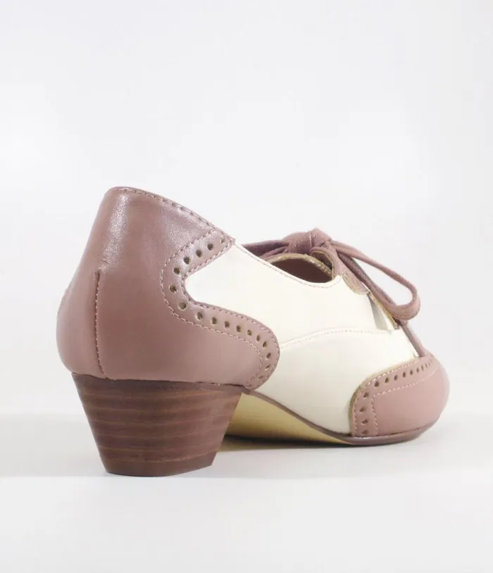 Chelsea Crew 1950039s Mauve and Bone Demi Oxford Saddle Shoes Shoes Unique Vintage Heels