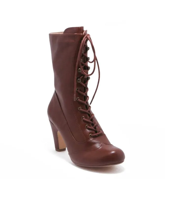 Chelsea Crew Tan Leatherette Victorian Claire Boots Shoes Unique Vintage Boots