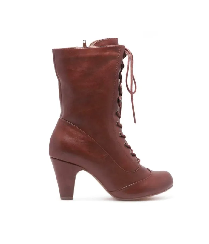 Chelsea Crew Tan Leatherette Victorian Claire Boots Shoes Unique Vintage Boots