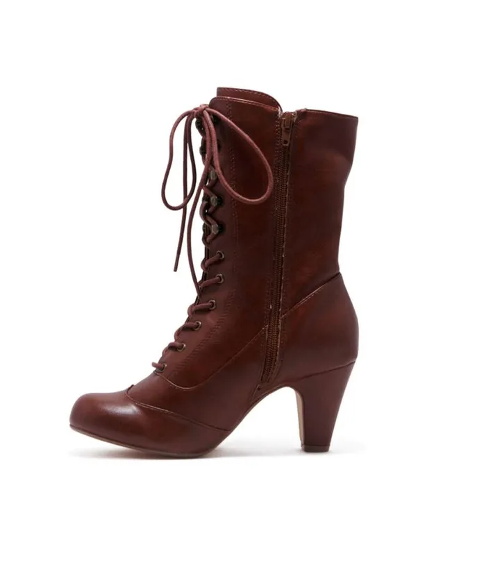 Chelsea Crew Tan Leatherette Victorian Claire Boots Shoes Unique Vintage Boots