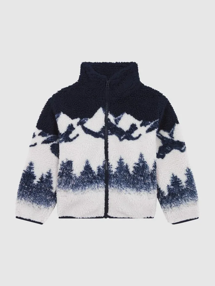 Children Reiss Coats and Jackets Clement Textured ZipThrough Jacket Blue Multi