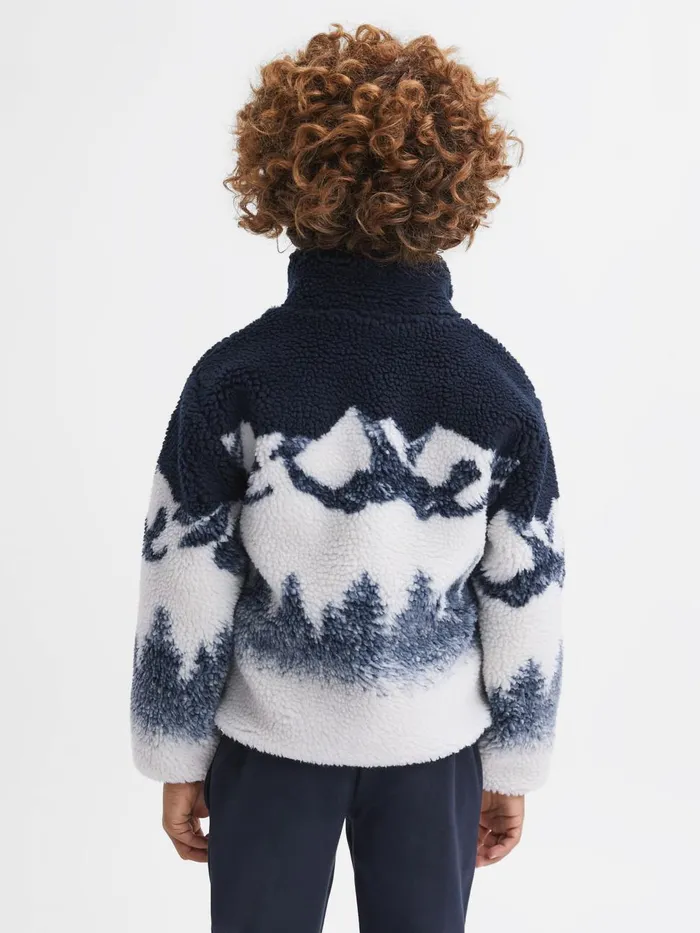 Children Reiss Coats and Jackets Clement Textured ZipThrough Jacket Blue Multi