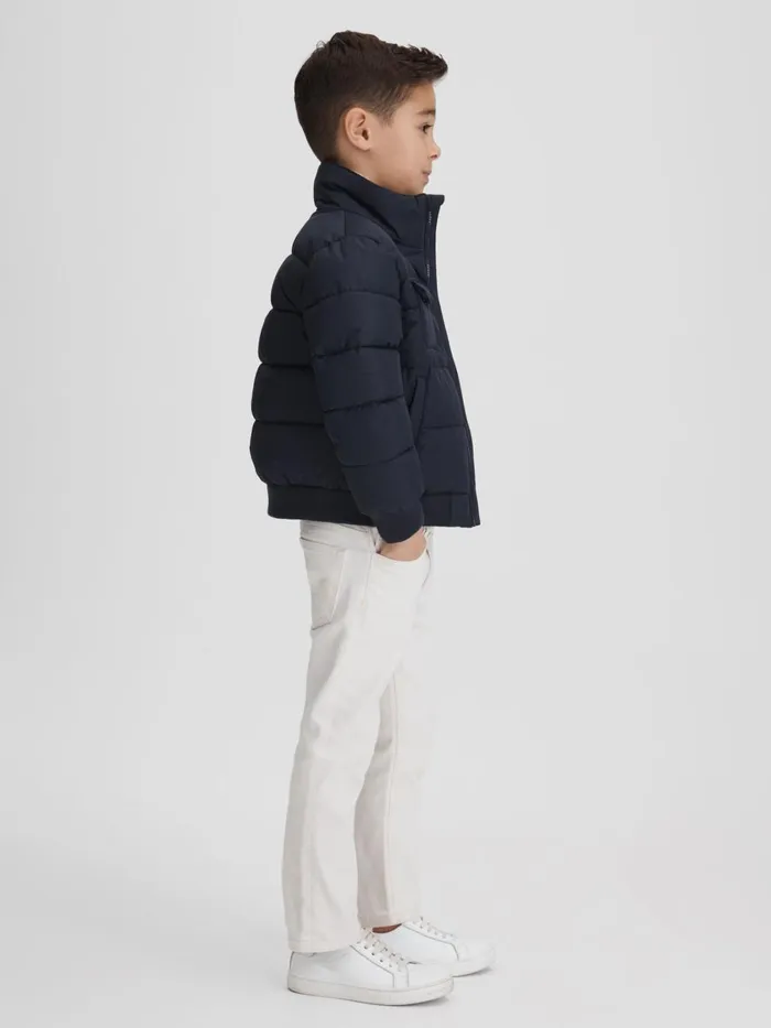Children Reiss Coats and Jackets Mist Padded Faux Fur Coat Navy