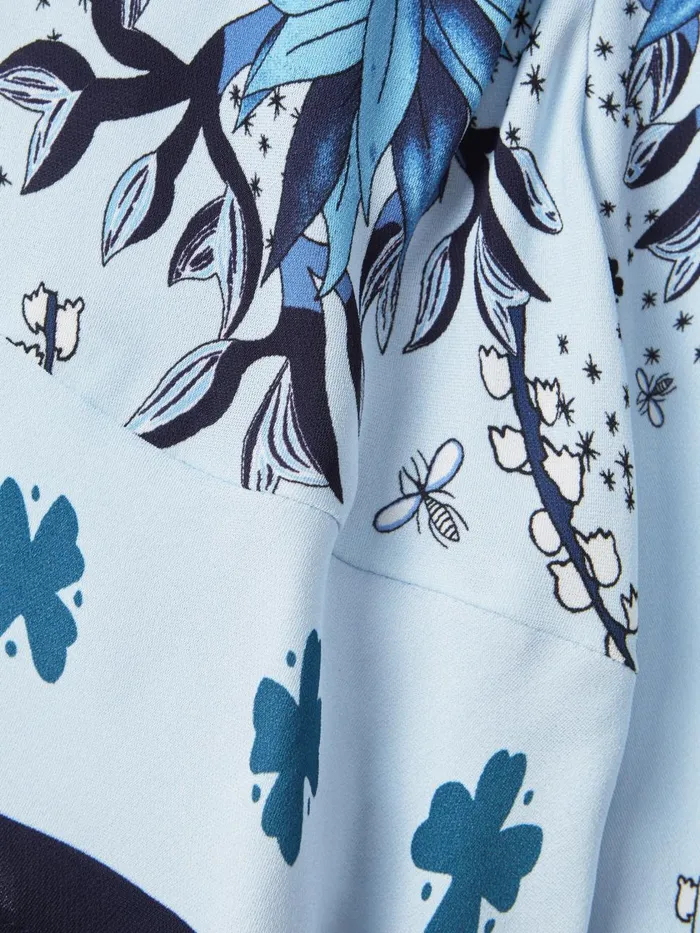 Children Reiss Dresses Ania Printed Flared Sleeve Dress Blue