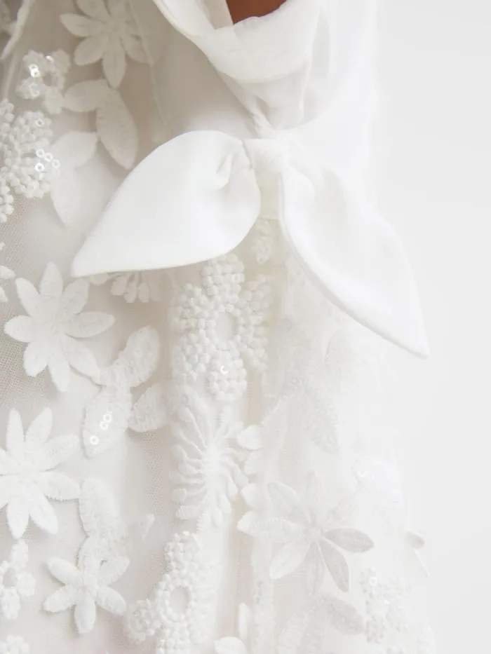 Children Reiss Dresses Theo Embellished Flared Dress Ivory