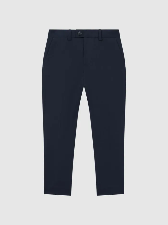 Children Reiss Pants Hope Wool Blend Adjustable Trousers Navy