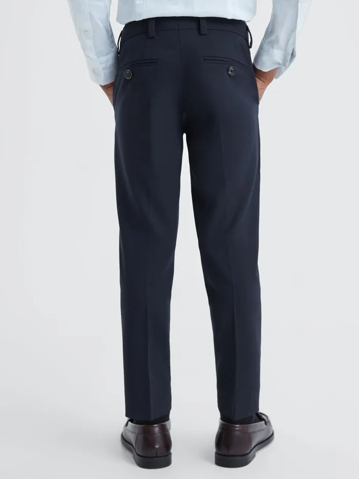 Children Reiss Pants Hope Wool Blend Adjustable Trousers Navy