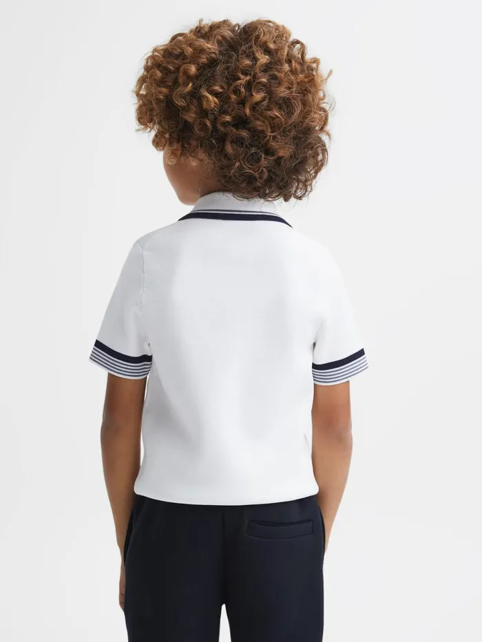 Children Reiss Polo Shirts Chelsea HalfZip Polo Shirt Optic White
