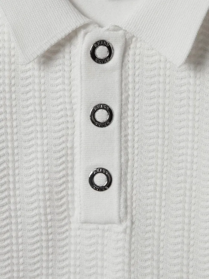 Children Reiss Polo Shirts Pascoe Textured Modal Blend Polo Shirt White