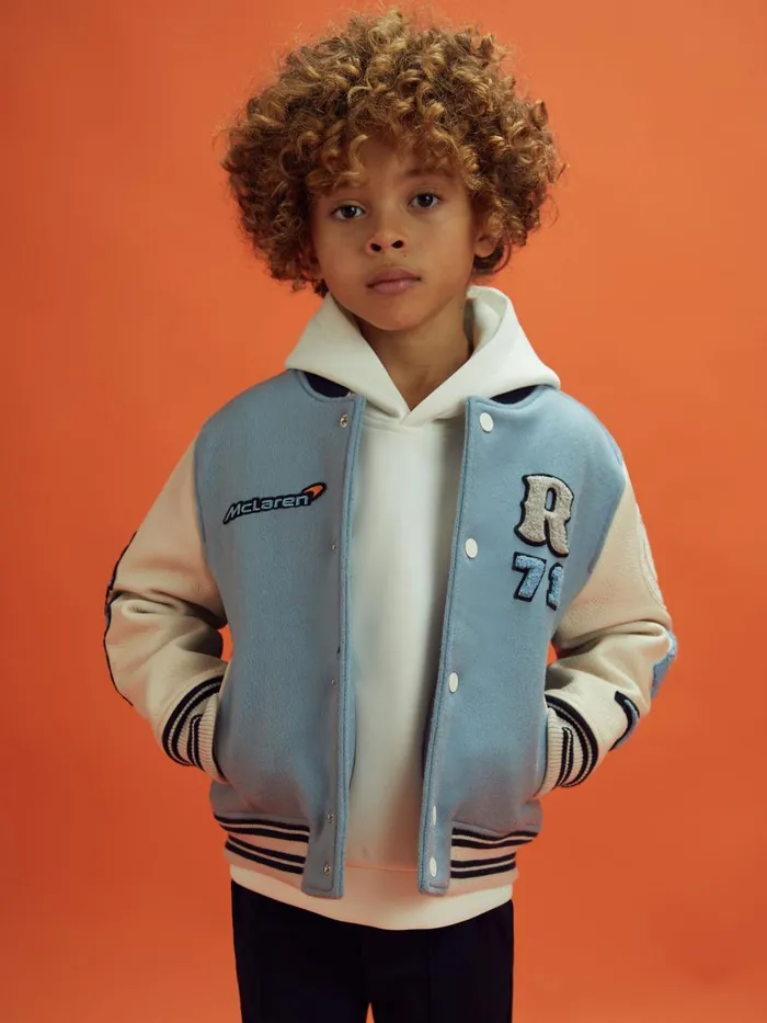 Children Reiss Reiss X Mclaren F1 Team F1 Leather Varsity Jacket Airforce Blueecru Children Reiss Reiss X Mclaren F1 Team F1 Leather Varsity Jacket Airforce Blueecru