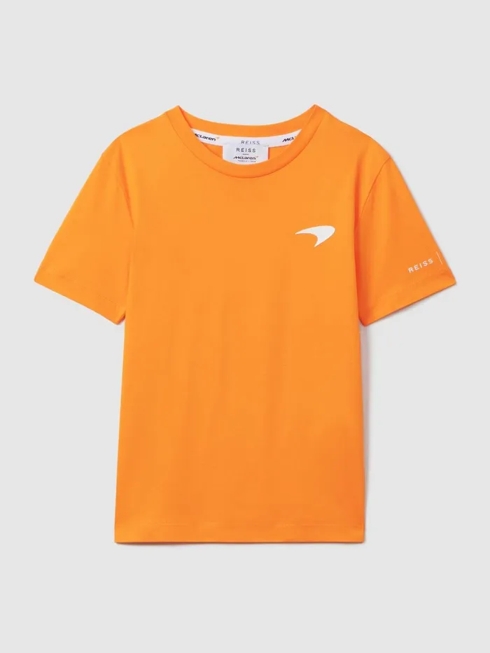 Children Reiss Reiss X Mclaren F1 Team F1 Mercerised Cotton Crew Neck TShirt Papaya