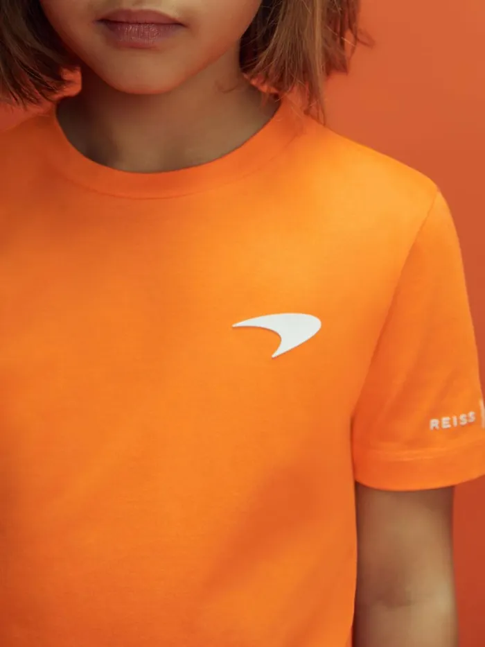 Children Reiss Reiss X Mclaren F1 Team F1 Mercerised Cotton Crew Neck TShirt Papaya