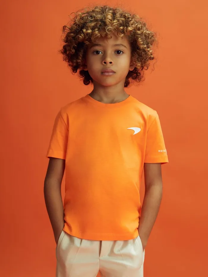 Children Reiss Reiss X Mclaren F1 Team F1 Mercerised Cotton Crew Neck TShirt Papaya