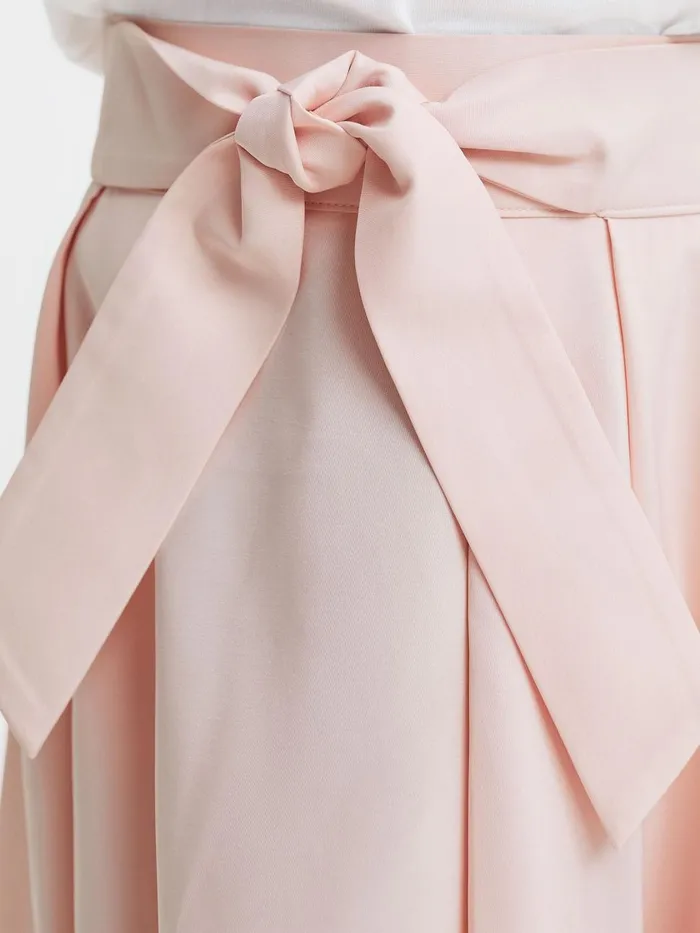 Children Reiss Skirts and Shorts Garcia Pleated Belted Taffeta Midi Skirt Pink