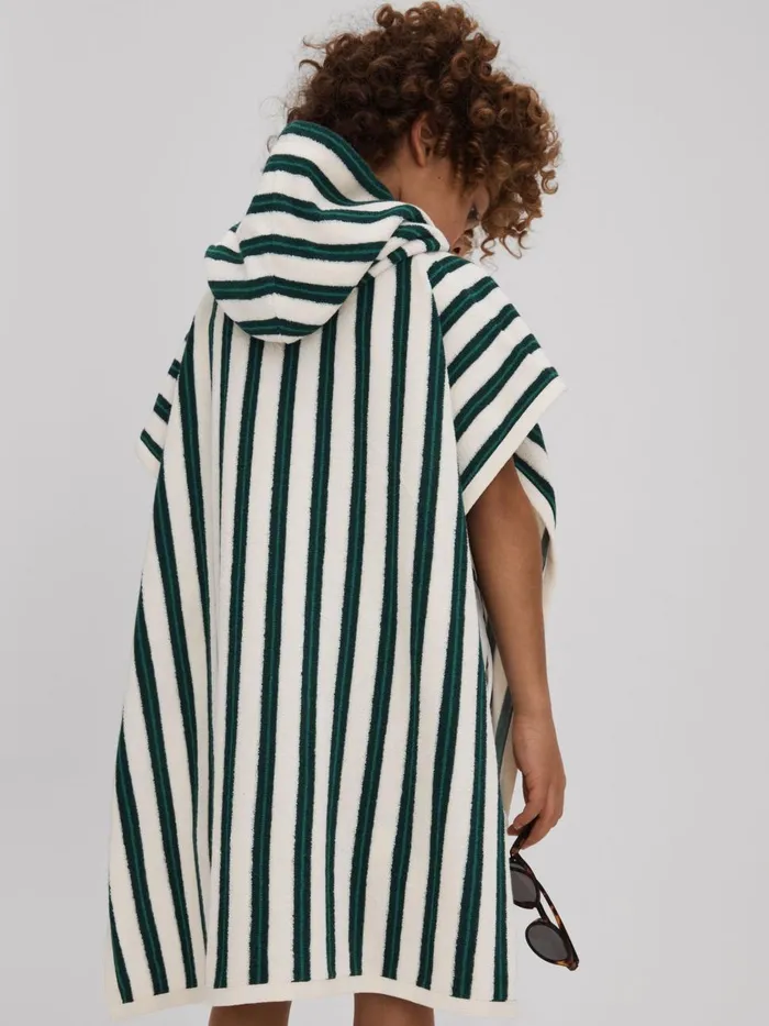 Children Reiss Sweats and Hoodies Ray Hooded Striped Poncho Greenwhite