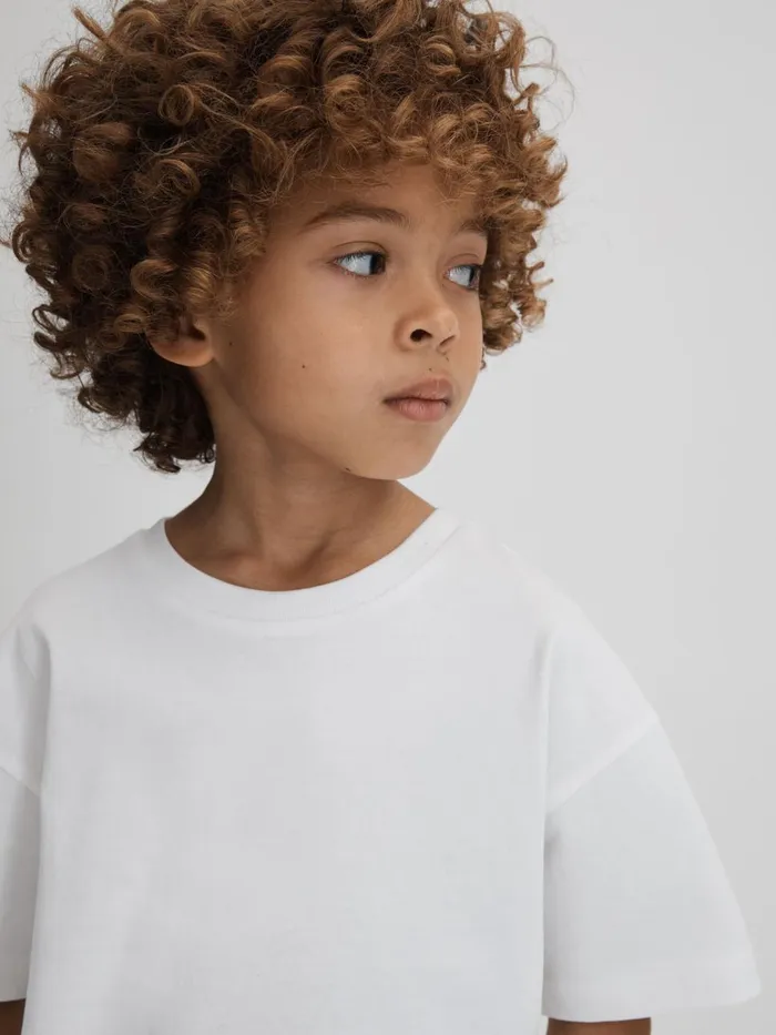 Children Reiss TShirts Selby Oversized Cotton Crew Neck TShirt White