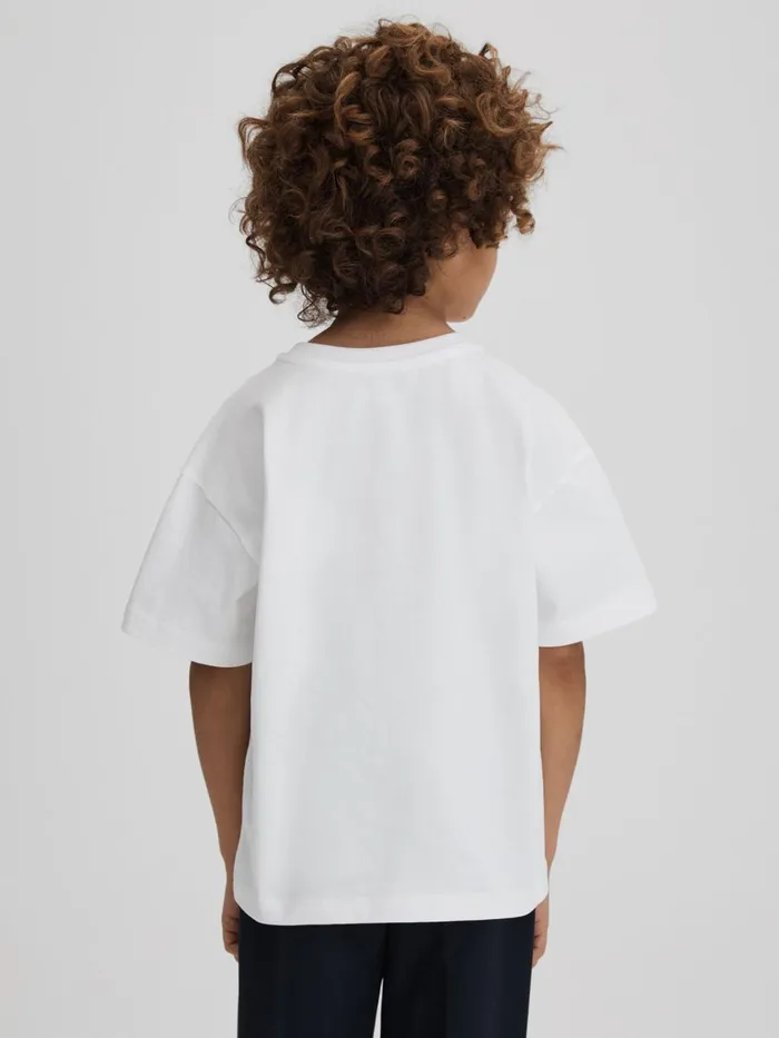 Children Reiss TShirts Selby Oversized Cotton Crew Neck TShirt White