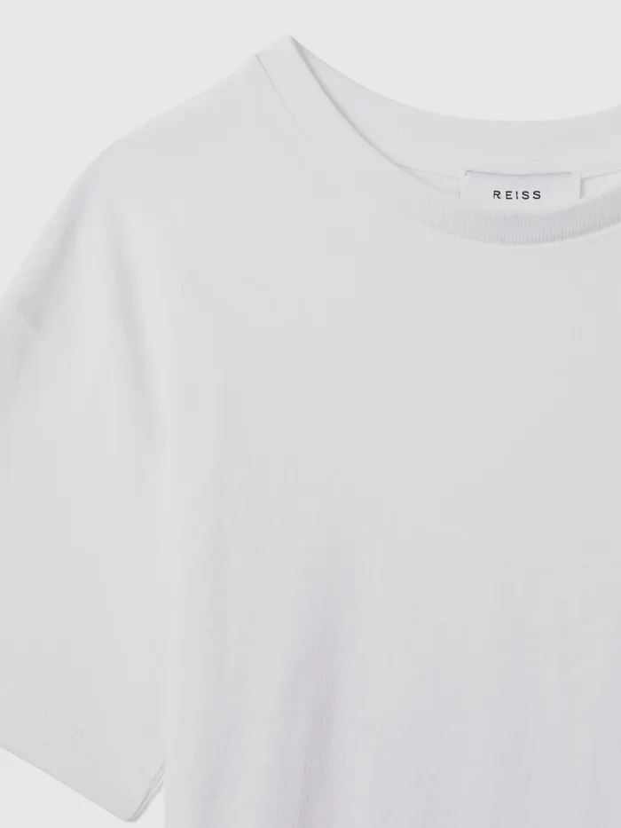 Children Reiss TShirts Selby Oversized Cotton Crew Neck TShirt White