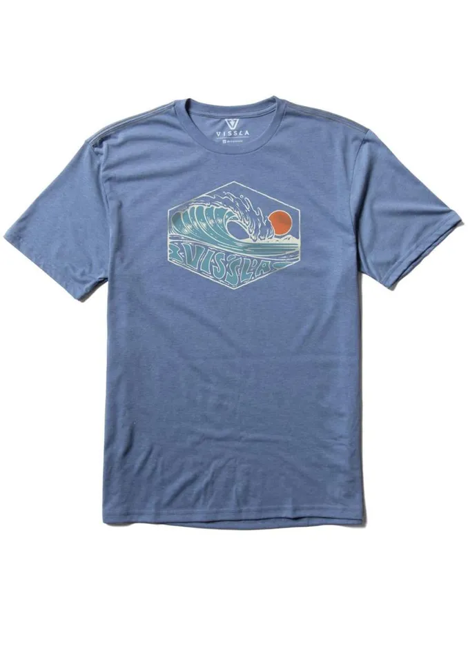 Closeout Comp Lite Eco Performance Tee Harbor Blue Heather Men Vissla Tees